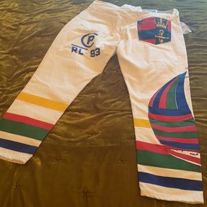 Polo white jeans with sailboat motif. Size 30
